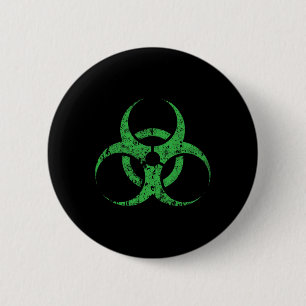 Macaron Rond 5 Cm Symbole de risque biologique Vintage vert drôle Ha