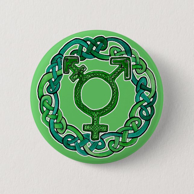 Macaron Rond 5 Cm Symbole de transsexuel de Knotwork de Celtic (Devant)