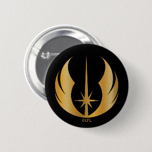 Macaron Rond 5 Cm Symbole des Jedi en or