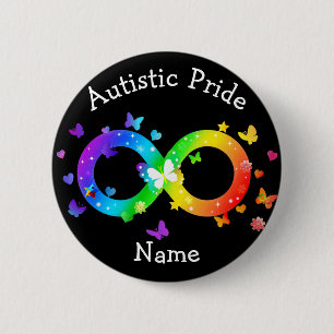 Macaron Rond 5 Cm Symbole d'infini de la fierté autistique