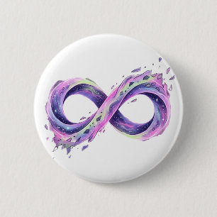Macaron Rond 5 Cm Symbole d'infini Neurodiversité Autisme TDAH Galax