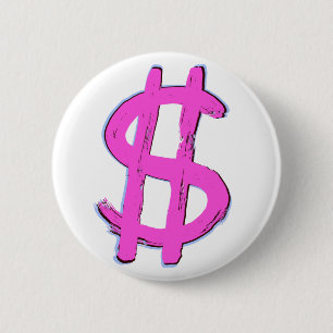 Macaron Rond 5 Cm Symbole dollar rose