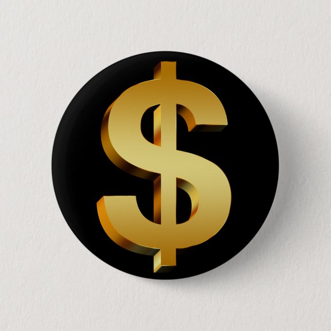 Macaron Rond 5 Cm Symbole du dollar d'argent (Devant)