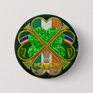 Macaron Rond 5 Cm Symbole du patrimoine du trèfle celtique Inspiré d