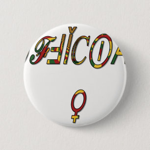 Macaron Rond 5 Cm Symbole féminin inversé "OFFICIAL" Imprimer