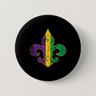Macaron Rond 5 Cm Symbole Fleur Delis Mardi Gras Louisiane Carnaval 
