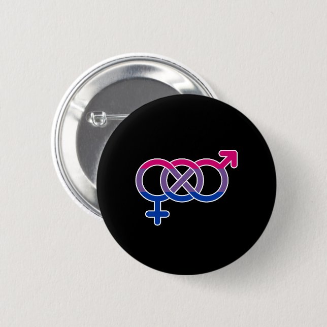 Macaron Rond 5 Cm Symbole genre de bisexualité (Devant & derrière)