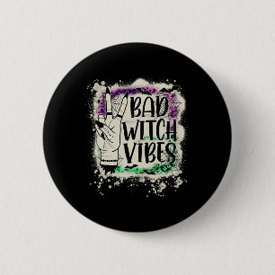 Macaron Rond 5 Cm Symbole Halloween Bad Witch Vibes de paix main Hal