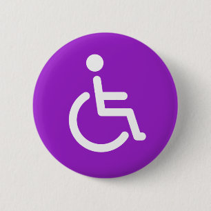 Macaron Rond 5 Cm Symbole handicapé ou signe pourpre et blanc