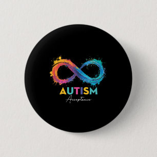 Macaron Rond 5 Cm Symbole infini au lieu du rouge pour l'autisme Acc