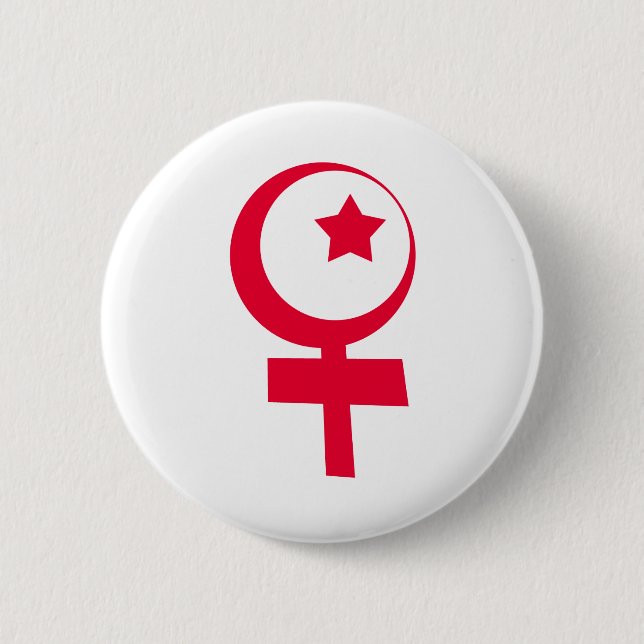 Macaron Rond 5 Cm Symbole islamique du féminisme (Devant)