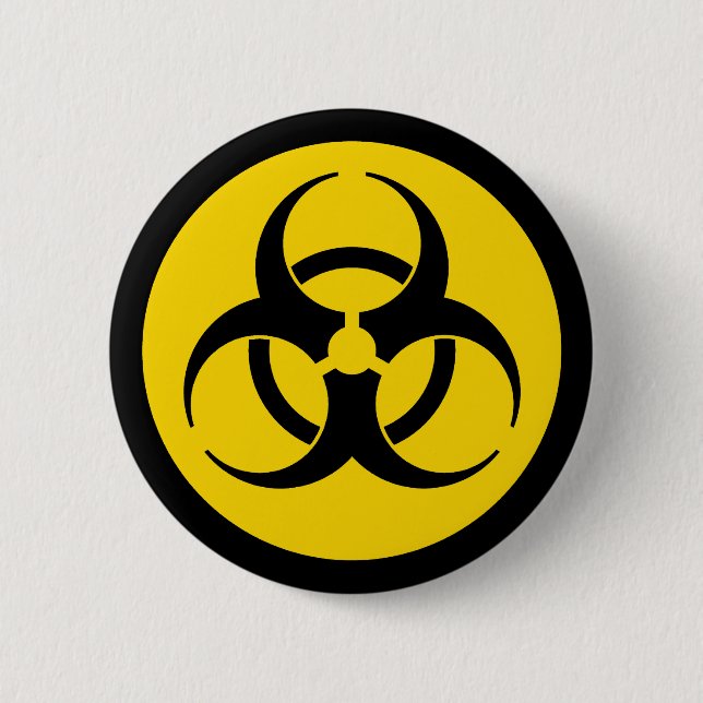 Macaron Rond 5 Cm Symbole jaune de Biohazard (Devant)