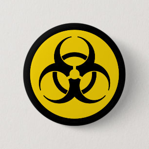 Macaron Rond 5 Cm Symbole jaune de Biohazard