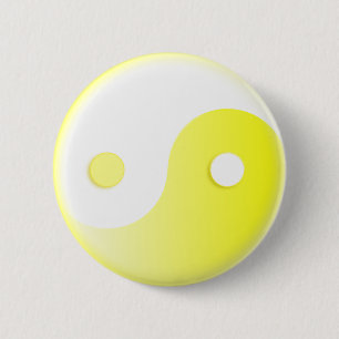 Macaron Rond 5 Cm Symbole Jaune/Jang Jaune brillant