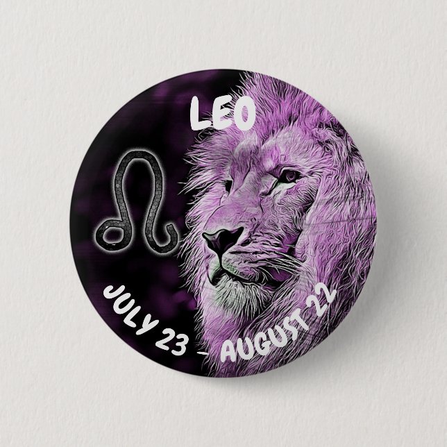 Macaron Rond 5 Cm SYMBOLE LEO Horoscope (Devant)