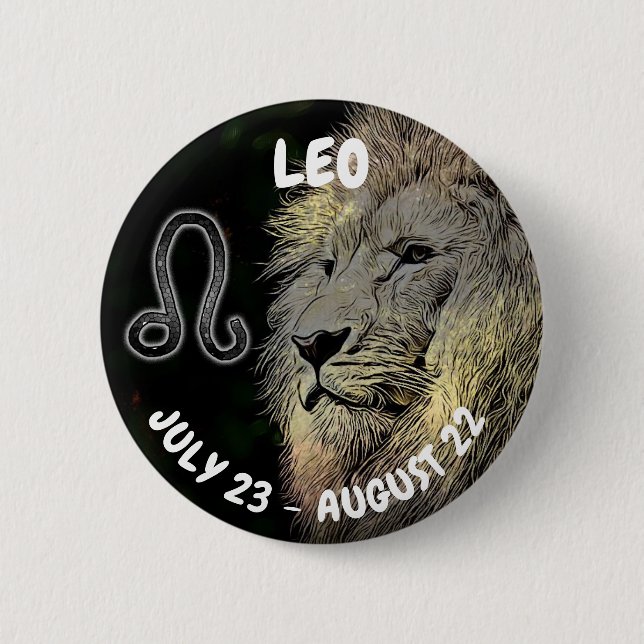 Macaron Rond 5 Cm SYMBOLE LEO Horoscope (Devant)