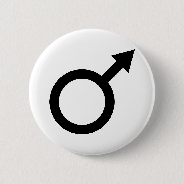 Macaron Rond 5 Cm symbole masculin noir (Devant)