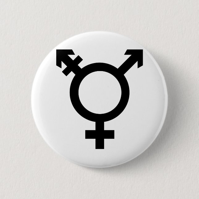 Macaron Rond 5 Cm Symbole noir de transsexuel (Devant)