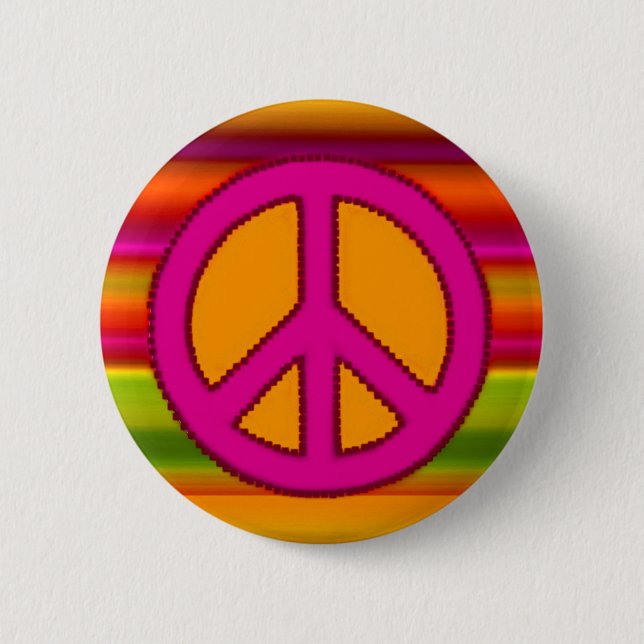 Macaron Rond 5 Cm SYMBOLE Pink Orange Fractal & Peace (Devant)