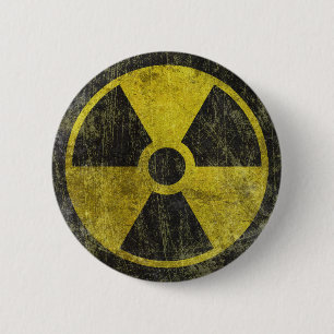 Macaron Rond 5 Cm Symbole radioactif grunge