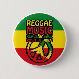 Macaron Rond 5 Cm Symbole Reggae et Paix avec citations positives