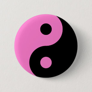 Macaron Rond 5 Cm Symbole rose de Yin Yang