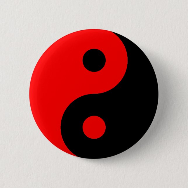 Macaron Rond 5 Cm Symbole rouge de Yin Yang (Devant)