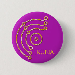 Macaron Rond 5 Cm Symbole RUNA / OR, RUNA magenta
