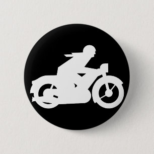 Macaron Rond 5 Cm Symbole Silhouette Motorbiker