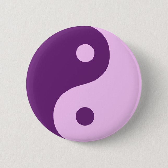 Macaron Rond 5 Cm Symbole taoïste de Yin Yang violet (Devant)