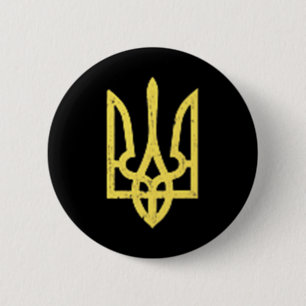 Macaron Rond 5 Cm Symbole trident ukrainien - L'Ukraine soutient Pat