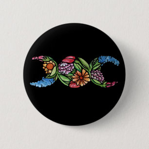 Macaron Rond 5 Cm Symbole Triple Lune Fleurir