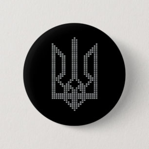 Macaron Rond 5 Cm Symbole ukrainien Tryzub sur le cœur - Ukraine Tri