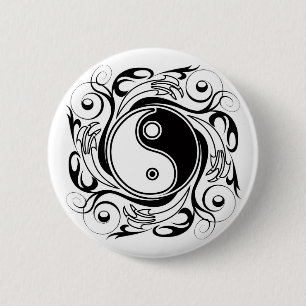 Macaron Rond 5 Cm SYMBOLE YIN ET Yang