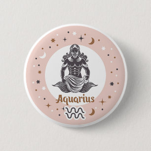 Macaron Rond 5 Cm SYMBOLE Zodiaque Aquarius