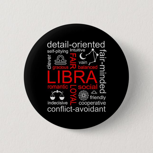 Macaron Rond 5 Cm SYMBOLE Zodiaque Libra (Devant)