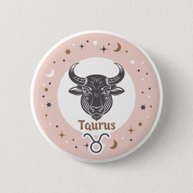 Macaron Rond 5 Cm SYMBOLE Zodiaque Taurus (Devant)