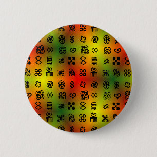Macaron Rond 5 Cm Symboles Adinkra Aux Couleurs Africaines