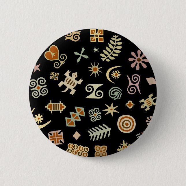 Macaron Rond 5 Cm Symboles africains Adinkra (Devant)