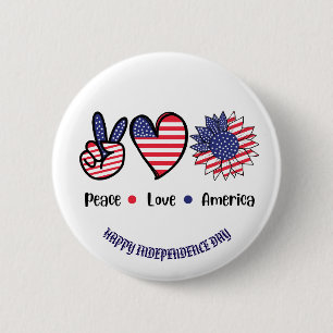 Macaron Rond 5 Cm Symboles patriotiques "Peace Love America" Personn
