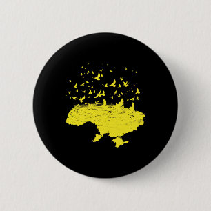 Macaron Rond 5 Cm Symboles ukrainiens Ukraine Carte Ukraine Oiseau l