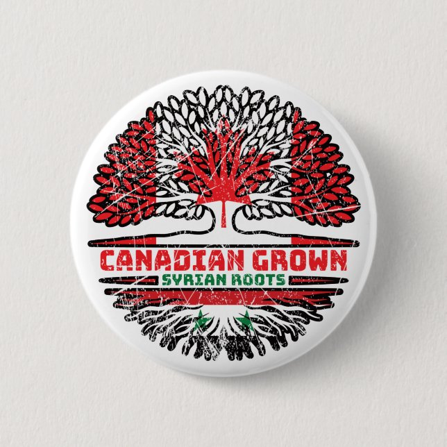 Macaron Rond 5 Cm Syrie Canadian Canada Arbre Drapeau (Devant)
