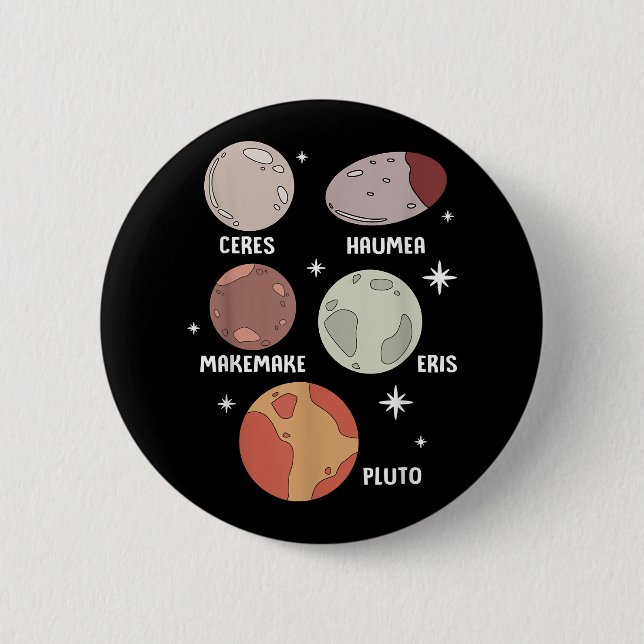 Macaron Rond 5 Cm Système Solaire De L'Espace Extérieur Planète Nain (Devant)