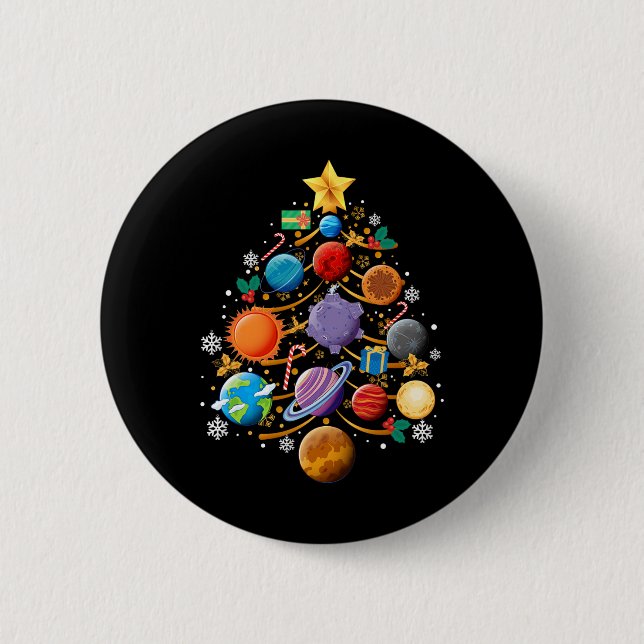 Macaron Rond 5 Cm Système solaire Planètes Arbre de Noël Astronomie  (Devant)