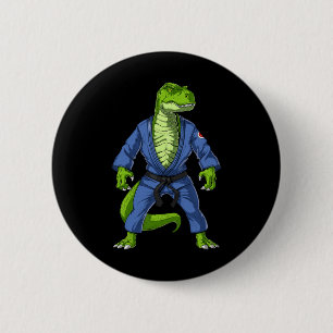 Macaron Rond 5 Cm T-rex Dinosaur Jiu-jitsu Judo Ninja Arts martiaux 