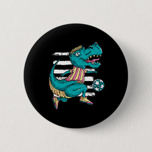 Macaron Rond 5 Cm T-rex Dinosaure Joue au Football - Conception Trex
