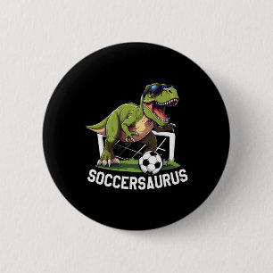 Macaron Rond 5 Cm T-rex Jouant au Football Footbyll Dinosaure Footba