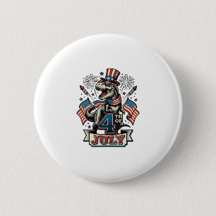 Macaron Rond 5 Cm T-Rex patriotique conception de chemise vintage 4