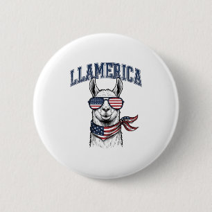 Macaron Rond 5 Cm T-Shir gravure vintage lama patriotique Llamerica