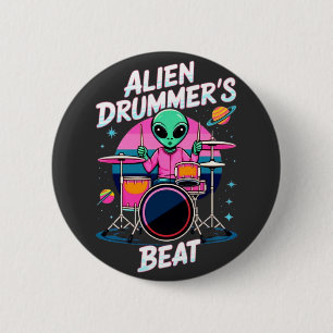 Macaron Rond 5 Cm T-shirt Alien Drummer's Beat - Funky Alien Graphic